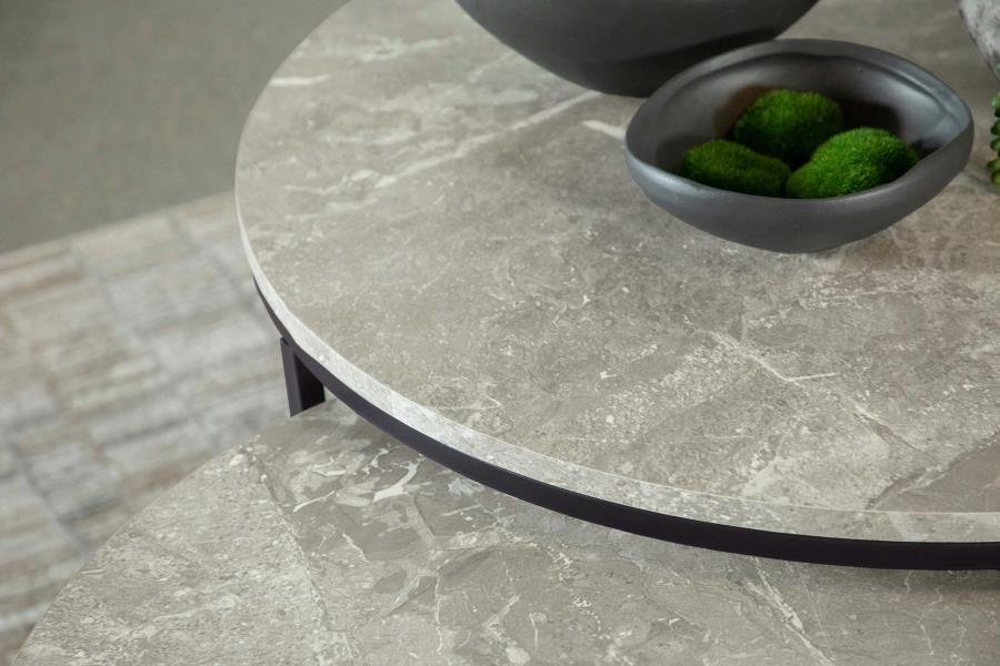 lainey 2 piece round faux marble nesting coffee table grey lainey 2 piece round faux marble nesting coffee table grey
