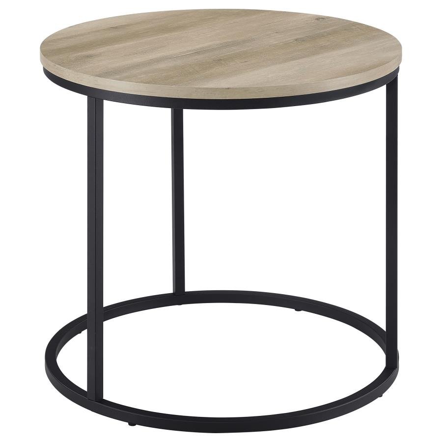 LAINEY ROUND OCCASIONAL SIDE END TABLE DISTRESSED PINE