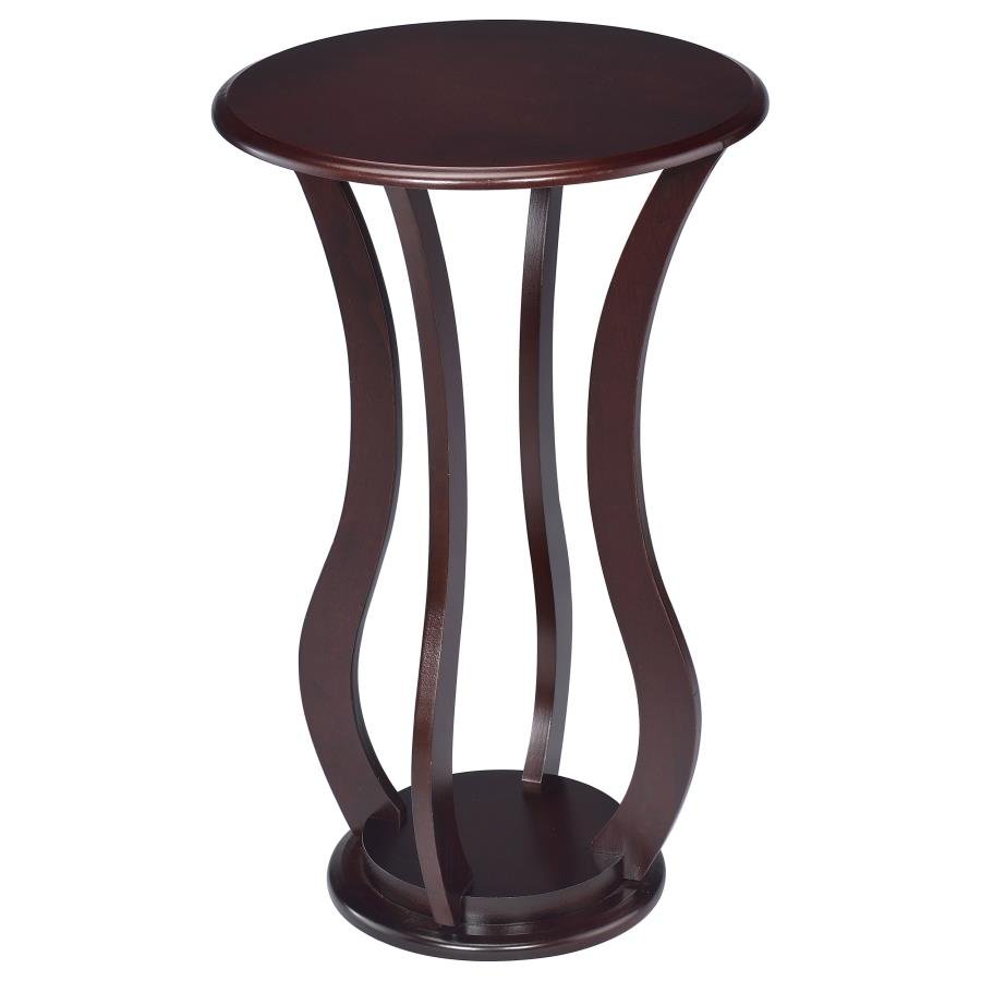 ELTON ROUND WOOD TOP ACCENT PLANT STAND CHERRY