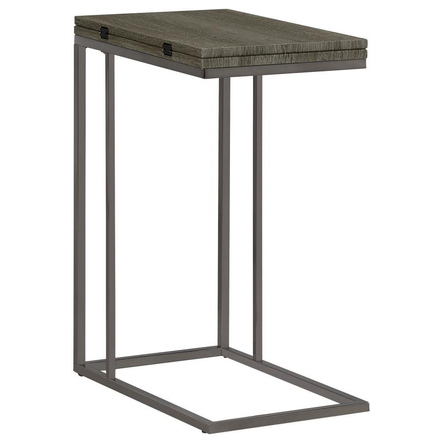 PEDRO EXPANDABLE C-SHAPED SOFA SIDE TABLE WEATHERED GREY