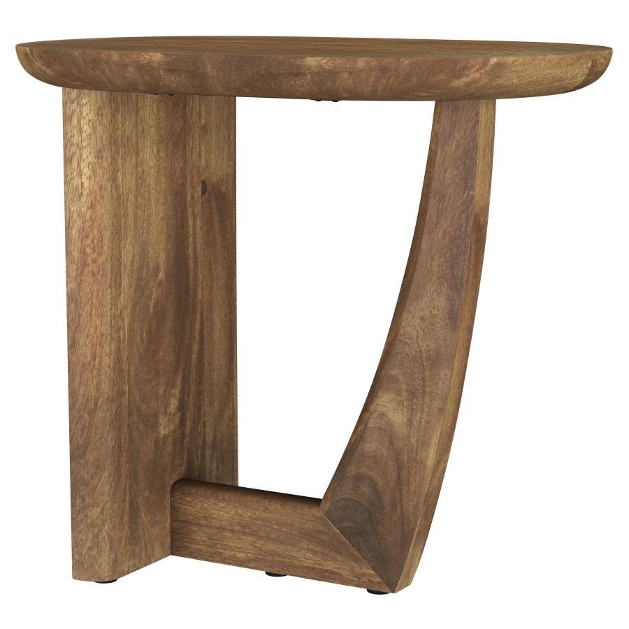 FLETCHER OVAL SOLID MANGO WOOD ACCENT SIDE TABLE BROWN