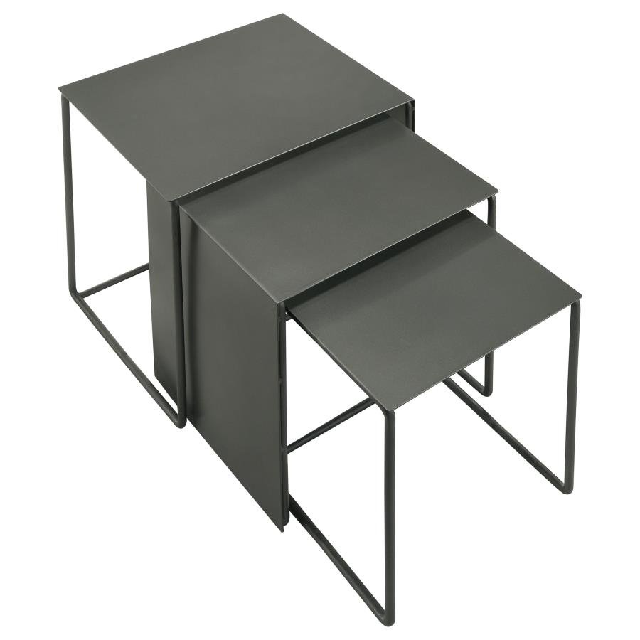 imez 3 piece rectangular metal nesting table set grey imez 3 piece rectangular metal nesting table set grey