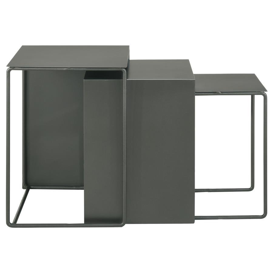 imez 3 piece rectangular metal nesting table set grey imez 3 piece rectangular metal nesting table set grey