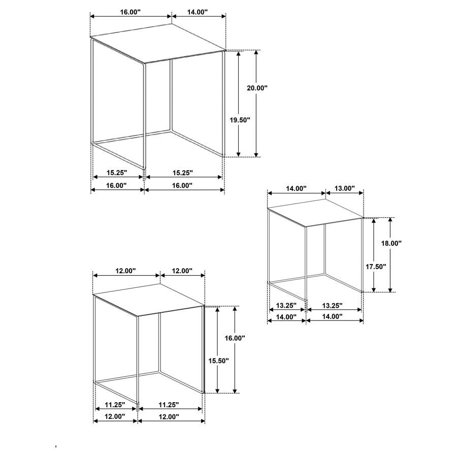 imez 3 piece rectangular metal nesting table set grey imez 3 piece rectangular metal nesting table set grey