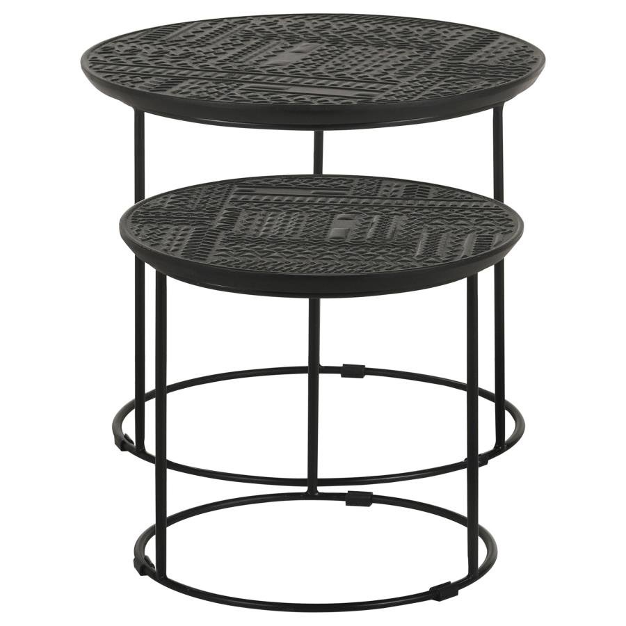 loannis 2 piece round mango wood nesting table matte black loannis 2 piece round mango wood nesting table matte black